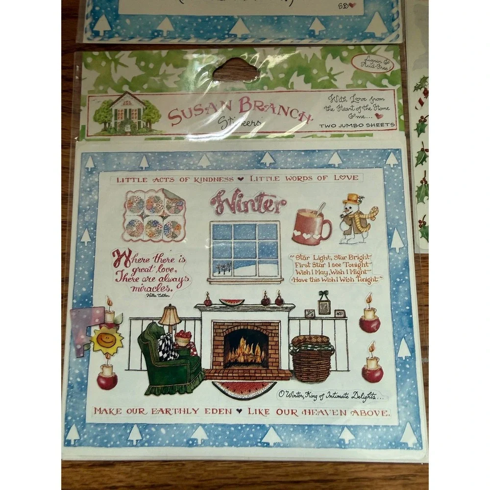 Susan Branch Scrapbook Sticker Lot Winter Holiday Baby Die Cut Sheets Acid Free
